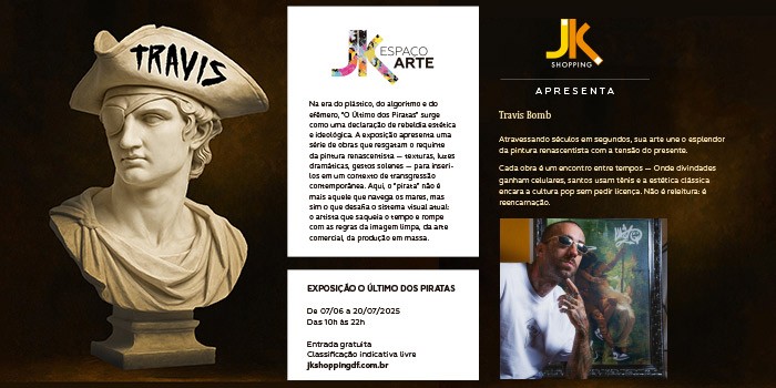 JK Espaço Arte recebe “O Último dos Piratas”, de Travis Bomb – obras unem estética renascentista e transgressão contemporânea
